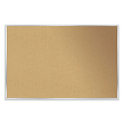 Ghent Aluminum-Frame Natural Corkboard, 60.5 x 48.5, Tan Surface, Satin Aluminum Frame (GHEAK45)