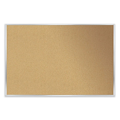 Ghent Aluminum-Frame Natural Corkboard, 60.5 x 48.5, Tan Surface, Satin Aluminum Frame (GHEAK45)