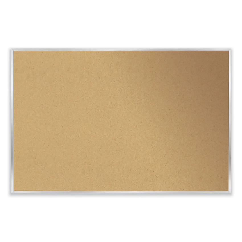 Ghent Aluminum-Frame Natural Corkboard, 60.5 x 48.5, Tan Surface, Satin Aluminum Frame (GHEAK45)