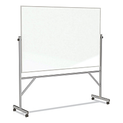 Ghent Reversible Magnetic Porcelain Whiteboard w/Satin Aluminum Frame, 101.25 x 78.25, White Surface (GHEARM1M148)