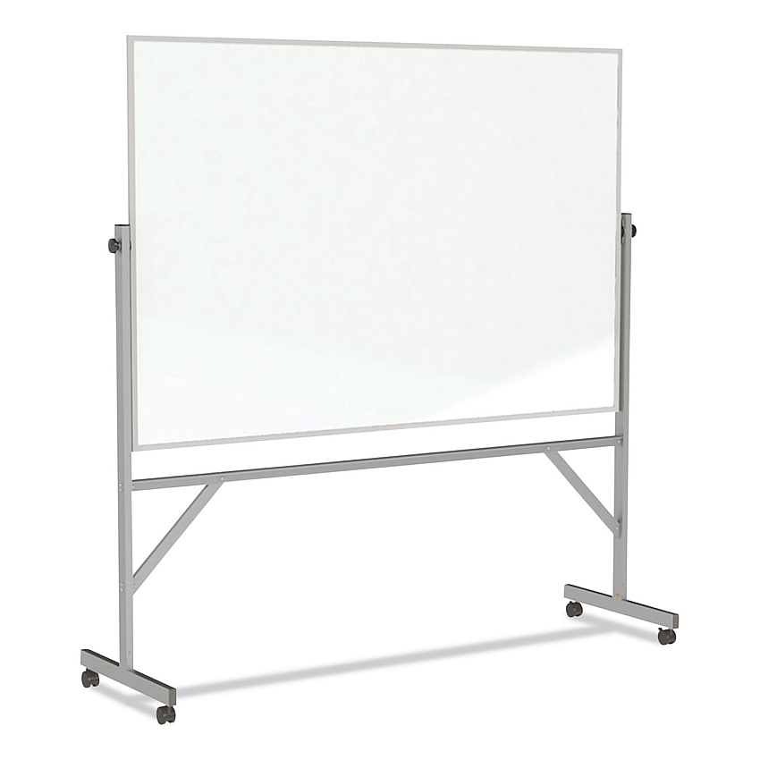 Ghent Reversible Magnetic Porcelain Whiteboard w/Satin Aluminum Frame, 101.25 x 78.25, White Surface (GHEARM1M148)