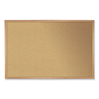Ghent Natural Cork Bulletin Board with Frame, 24 x 18, Tan Surface, Natural Oak Frame (GHE14181)
