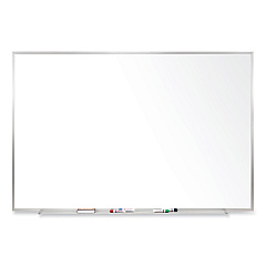 Ghent Magnetic Porcelain Whiteboard with Satin Aluminum Frame, 72.5 x 48.5, White Surface (GHEM1464)