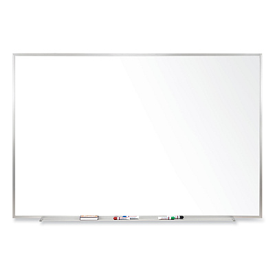 Ghent Magnetic Porcelain Whiteboard with Satin Aluminum Frame, 72.5 x 48.5, White Surface (GHEM1464)