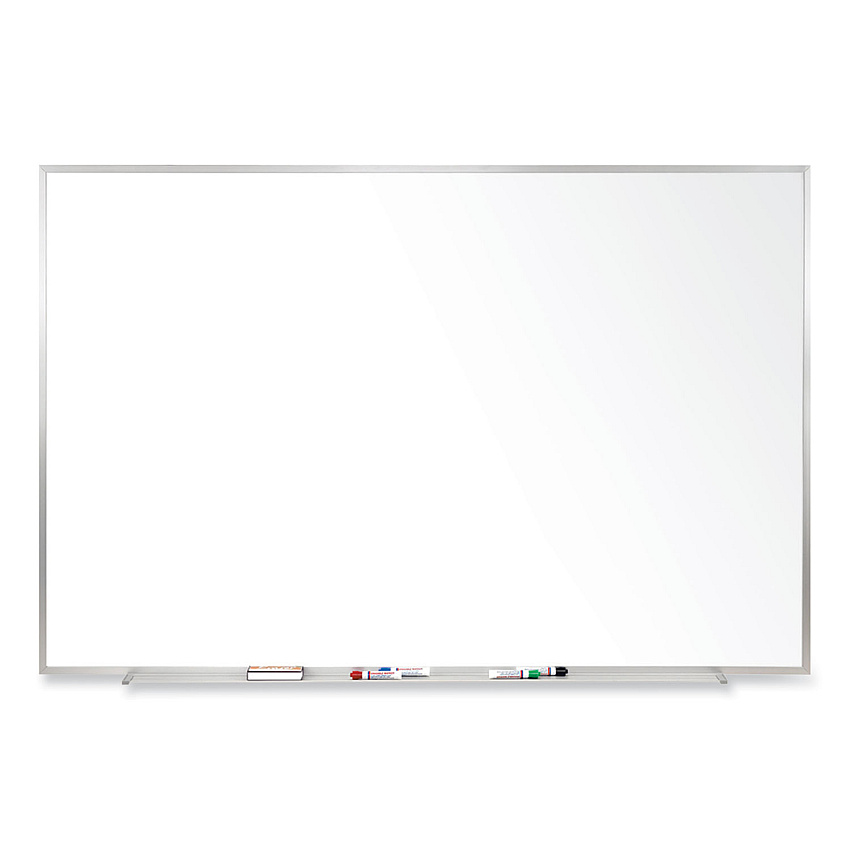 Ghent Magnetic Porcelain Whiteboard with Satin Aluminum Frame, 72.5 x 48.5, White Surface (GHEM1464)