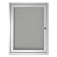 Ghent 1 Door Enclosed Vinyl Bulletin Board with Satin Aluminum Frame, 18 x 24, Silver Surface (GHEPA12418VX193)