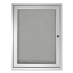 Ghent 1 Door Enclosed Vinyl Bulletin Board with Satin Aluminum Frame, 18 x 24, Silver Surface (GHEPA12418VX193)