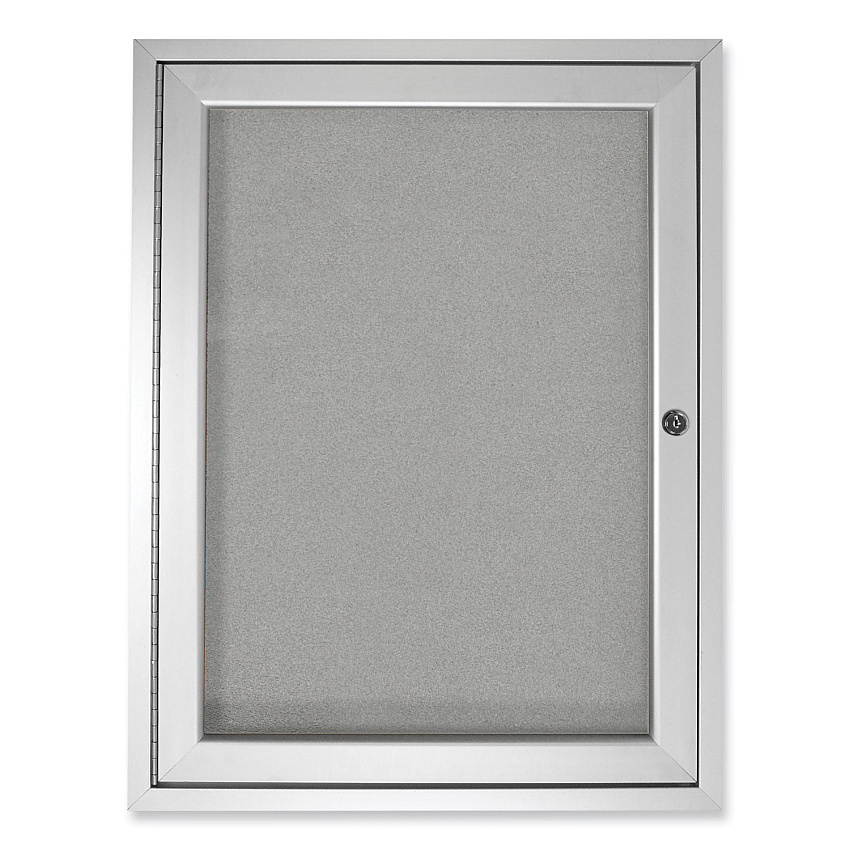 Ghent 1 Door Enclosed Vinyl Bulletin Board with Satin Aluminum Frame, 18 x 24, Silver Surface (GHEPA12418VX193)