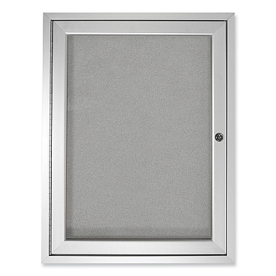 Ghent 1 Door Enclosed Vinyl Bulletin Board with Satin Aluminum Frame, 30 x 36, Silver Surface (GHEPA13630VX193)