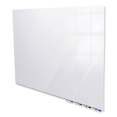 Ghent Aria Low Profile Magnetic Glass Whiteboard, 48 x 36, White Surface (GHEARIASM34WH)