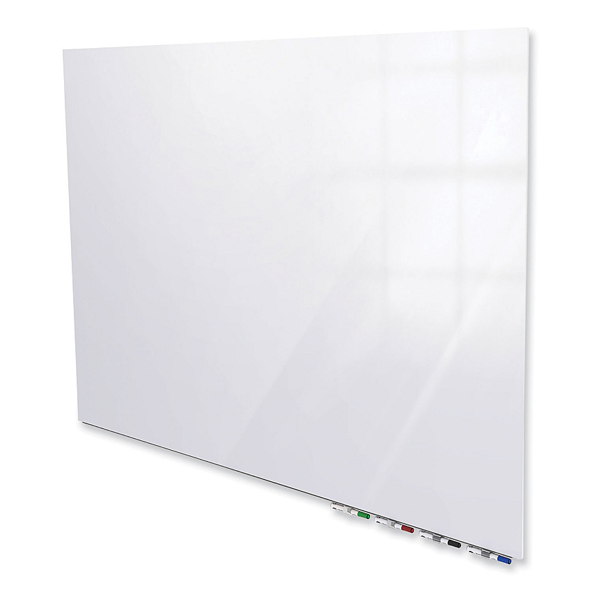 Ghent Aria Low Profile Magnetic Glass Whiteboard, 48 x 36, White Surface (GHEARIASM34WH)