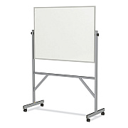 Ghent Reversible Magnetic Porcelain Whiteboard, Satin Aluminum Frame, 53.25 x 72.25, White Surface (GHEARM1M134)