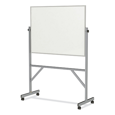 Ghent Reversible Magnetic Porcelain Whiteboard, Satin Aluminum Frame, 53.25 x 72.25, White Surface (GHEARM1M134)