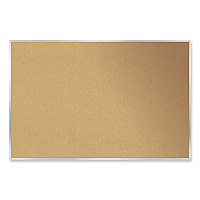 Ghent Aluminum-Frame Natural Corkboard, 46.5 x 36, Tan Surface, Satin Aluminum Frame (GHE13341)
