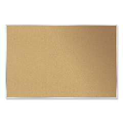 Ghent Aluminum-Frame Natural Corkboard, 46.5 x 36, Tan Surface, Satin Aluminum Frame (GHE13341)