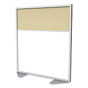 Ghent Floor Partition with Aluminum Frame and 2 Split Panel Infill, 48.06 x 2.04 x 53.86, White/Carmel (GHEMP5448208A)