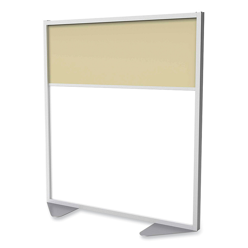 Ghent Floor Partition with Aluminum Frame and 2 Split Panel Infill, 48.06 x 2.04 x 53.86, White/Carmel (GHEMP5448208A)