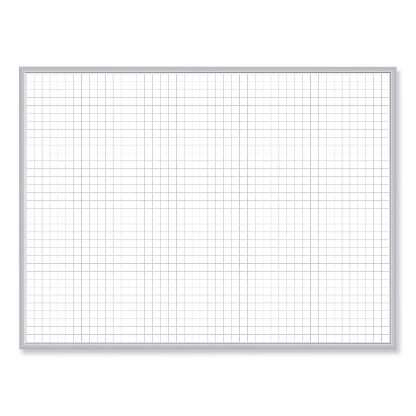 Ghent 1 x 1 Grid Magnetic Whiteboard, 72.5 x 48.5, White/Gray Surface, Satin Aluminum Frame (GHEGRPM321G46)