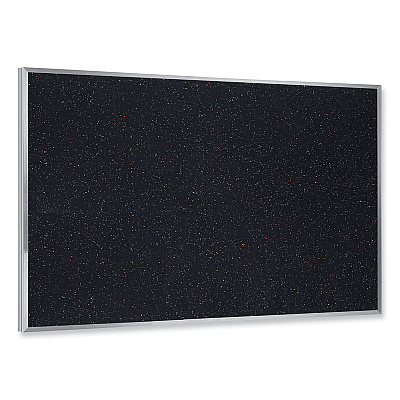 Ghent Aluminum-Frame Recycled Rubber Bulletin Boards, 36 x 24, Confetti Surface, Satin Aluminum Frame (GHEATR23CF)