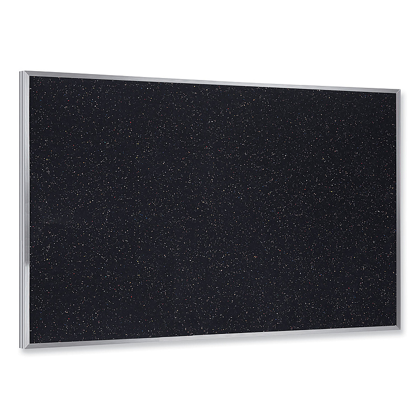 Ghent Aluminum-Frame Recycled Rubber Bulletin Boards, 36 x 24, Confetti Surface, Satin Aluminum Frame (GHEATR23CF)