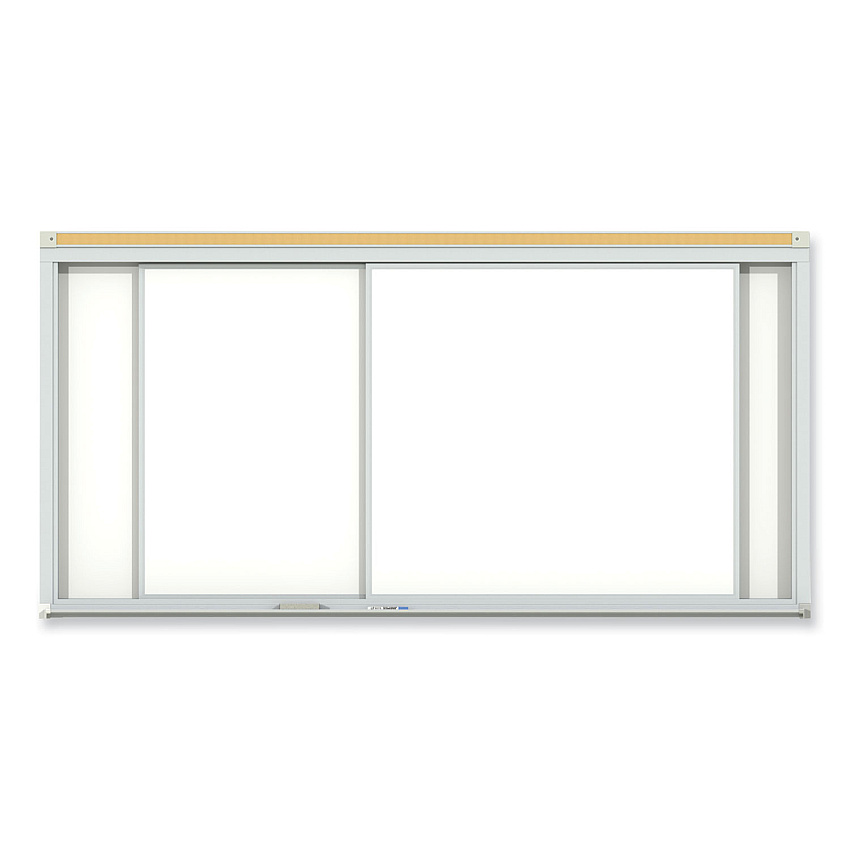 Ghent Horizontal Sliding Porcelain Magnetic Whiteboard, 72 x 48, White Surface, Satin Aluminum Frame (GHEHSM246)