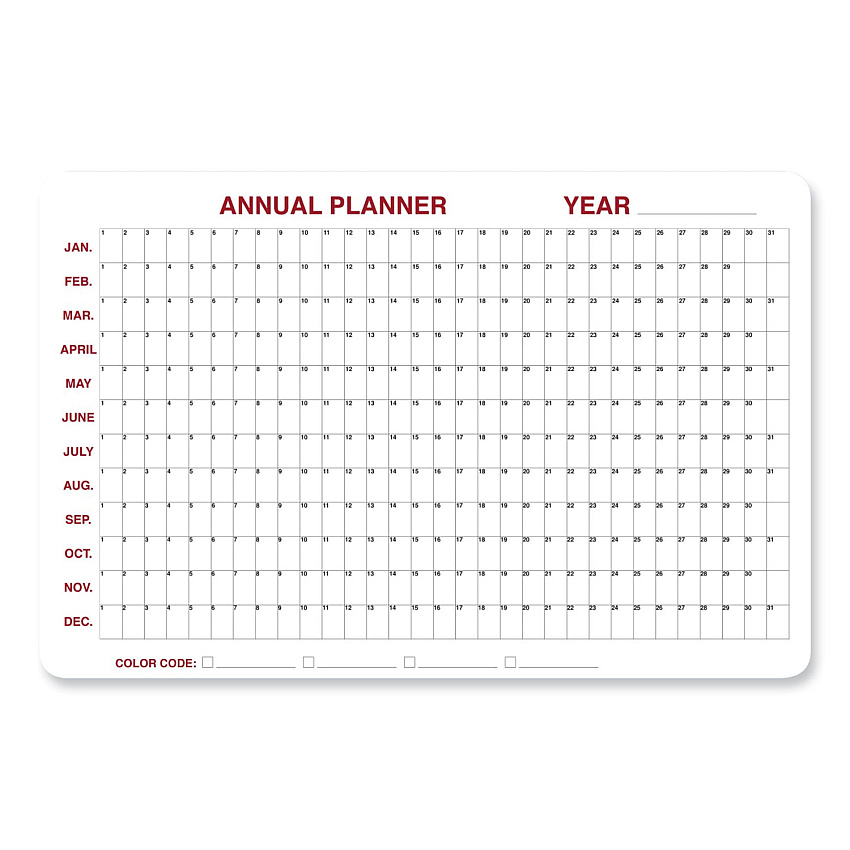 Ghent 12 Month Whiteboard Calendar with Radius Corners, 36 x 24, White/Red/Black Surface (GHE984517)