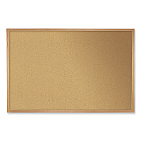 Ghent Natural Cork Bulletin Board with Frame, 46.5 x 36, Tan Surface, Natural Oak Frame (GHE14341)