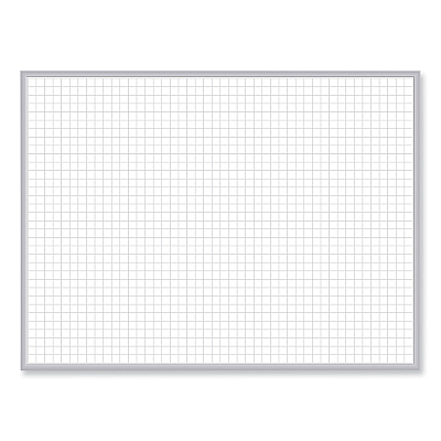 Ghent 1 x 1 Grid Magnetic Whiteboard, 96.5 x 48.5, White/Gray Surface, Satin Aluminum Frame (GHEGRPM321G48)