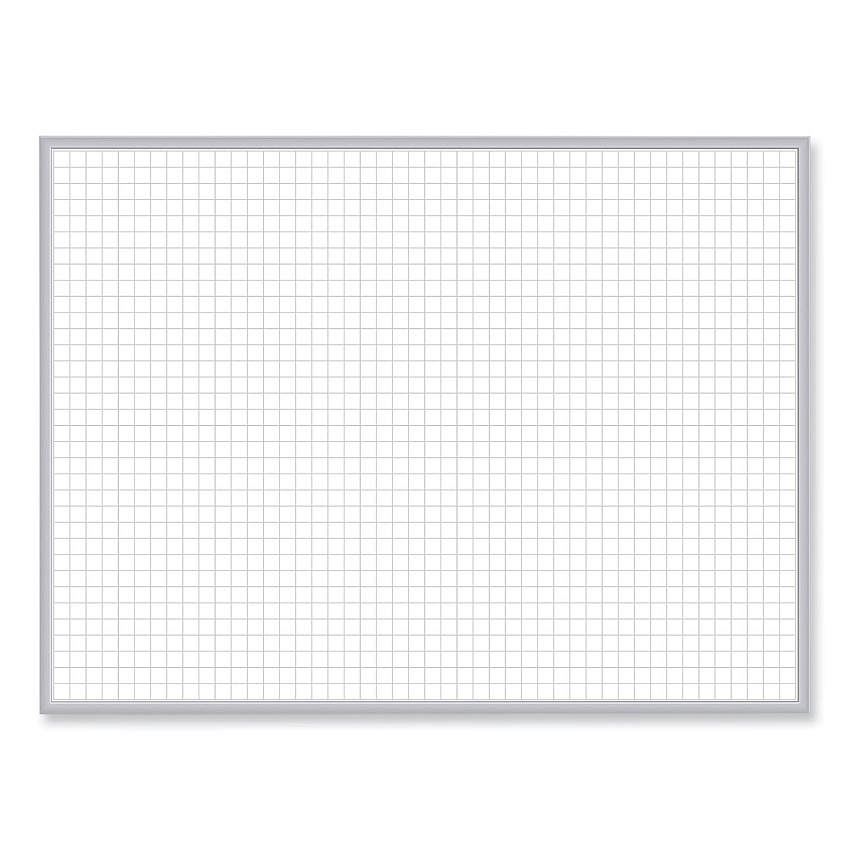 Ghent 1 x 1 Grid Magnetic Whiteboard, 96.5 x 48.5, White/Gray Surface, Satin Aluminum Frame (GHEGRPM321G48)