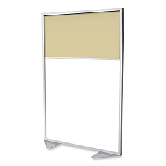 Ghent Floor Partition with Aluminum Frame and 2 Split Panel Infill, 48.06 x 2.04 x 71.86, White/Carmel (GHEMP7248208A)