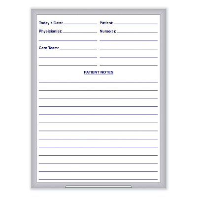 Ghent Hospital Magnetic Whiteboard, 18.5 x 24.5, White/Blue Surface, Satin Aluminum Frame (GHEGRPM311H18)
