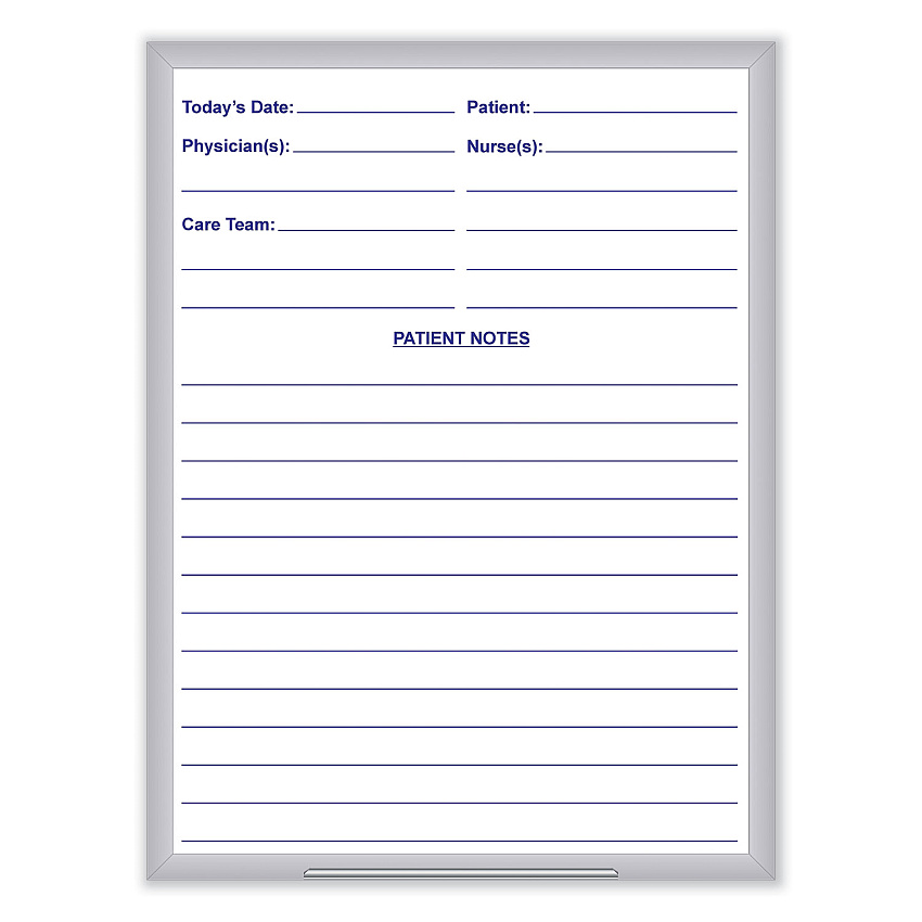 Ghent Hospital Magnetic Whiteboard, 18.5 x 24.5, White/Blue Surface, Satin Aluminum Frame (GHEGRPM311H18)