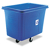 Rubbermaid Commercial Recycling Cube Truck, 120 gal, 500 lb Capacity, Polyethylene, Blue (RCP461673BE)