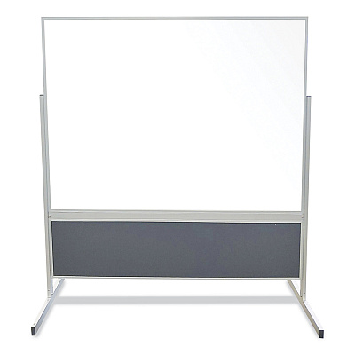 Ghent Double-Sided Magnetic Porcelain Whiteboard, Caramel Vinyl Tackboard with Aluminum Frame, 50.5 x 72.88 (GHEFPM1M164185)