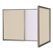 Ghent VisuALL PC Whiteboard Cabinet, Beige Fabric Bulletin Board Exterior Doors, 36 x 24, Aluminum Frame (GHE41300)