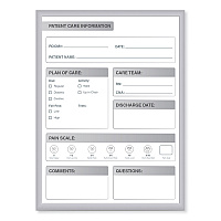 Ghent Patient Room Magnetic Whiteboard, 18.5 x 24.5, White/Gray Surface, Satin Aluminum Frame (GHEGRPM311P18)