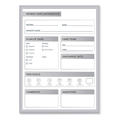 Ghent Patient Room Magnetic Whiteboard, 18.5 x 24.5, White/Gray Surface, Satin Aluminum Frame (GHEGRPM311P18)