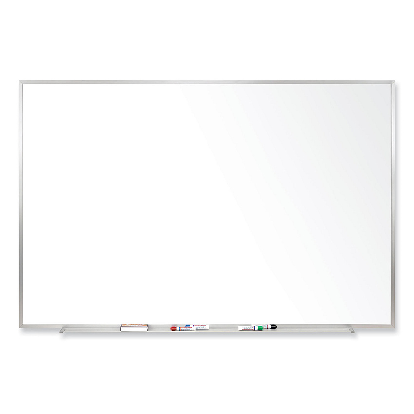 Ghent Magnetic Porcelain Whiteboard with Satin Aluminum Frame, 96.5 x 48.5, White Surface (GHEM1484)