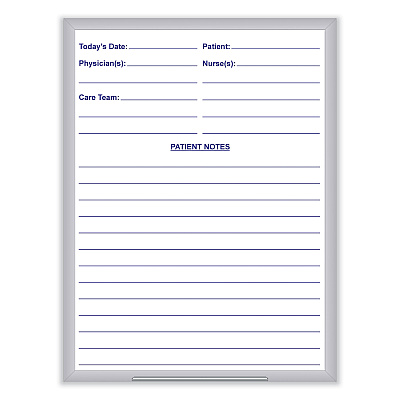 Ghent Hospital Magnetic Whiteboard, 24 x 36, White/Blue Surface, Satin Aluminum Frame (GHEGRPM311H23)