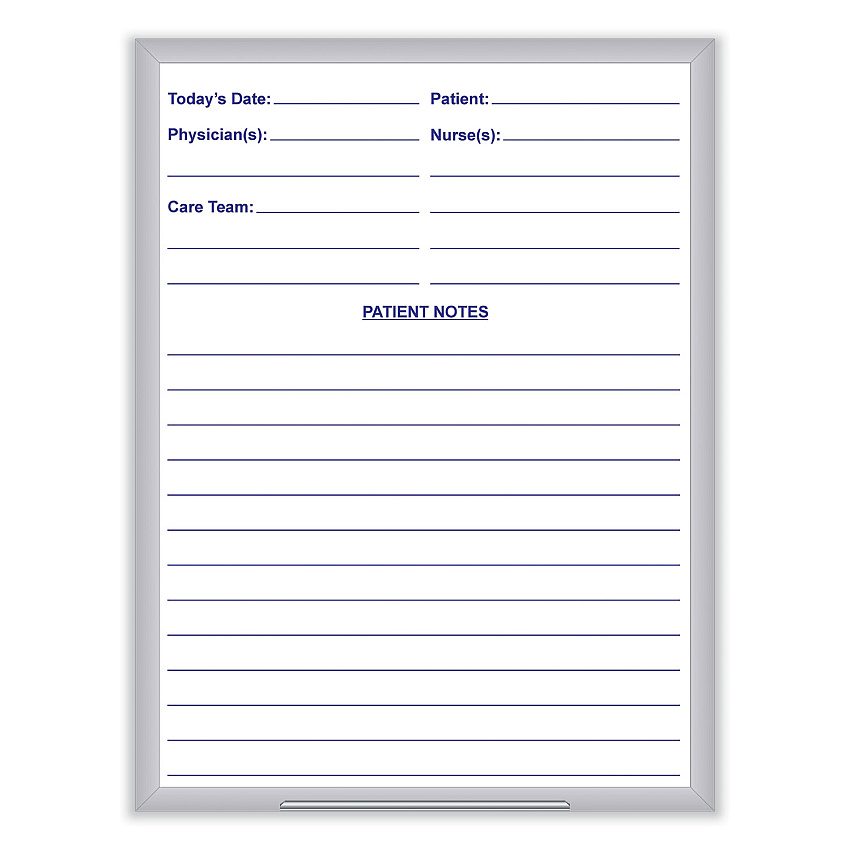 Ghent Hospital Magnetic Whiteboard, 24 x 36, White/Blue Surface, Satin Aluminum Frame (GHEGRPM311H23)