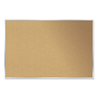 Ghent Aluminum-Frame Natural Corkboard, 72.5 x 48.5, Tan Surface, Satin Aluminum Frame (GHEAK46)