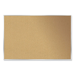Ghent Aluminum-Frame Natural Corkboard, 72.5 x 48.5, Tan Surface, Satin Aluminum Frame (GHEAK46)