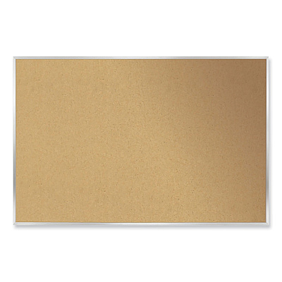 Ghent Aluminum-Frame Natural Corkboard, 72.5 x 48.5, Tan Surface, Satin Aluminum Frame (GHEAK46)