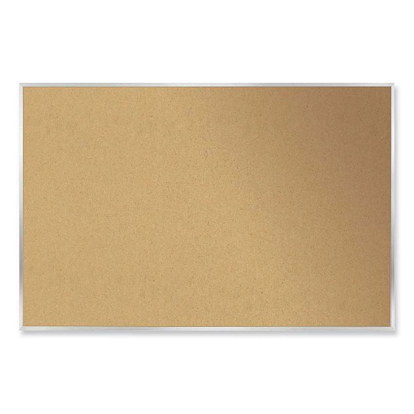 Ghent Aluminum-Frame Natural Corkboard, 72.5 x 48.5, Tan Surface, Satin Aluminum Frame (GHEAK46)