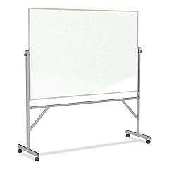 Ghent Reversible Magnetic Porcelain Whiteboard with Satin Aluminum Frame, 77.25 x 78.13, White Surface (GHEARM1M146)