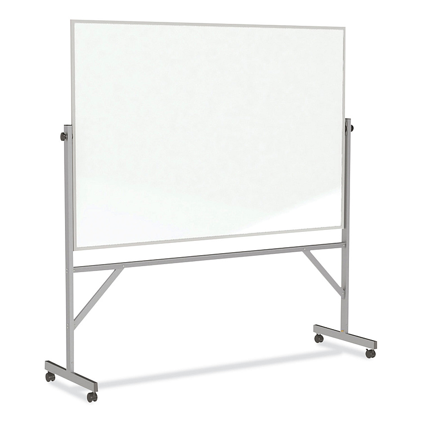 Ghent Reversible Magnetic Porcelain Whiteboard with Satin Aluminum Frame, 77.25 x 78.13, White Surface (GHEARM1M146)