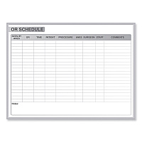 Ghent OR Schedule Magnetic Whiteboard, 72.5 x 48.5, White/Gray Surface, Satin Aluminum Frame (GHEGRPM313S46)