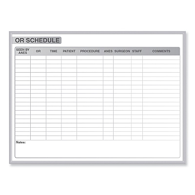 Ghent OR Schedule Magnetic Whiteboard, 96.5 x 48.5, White/Gray Surface, Satin Aluminum Frame (GHEGRPM313S48)