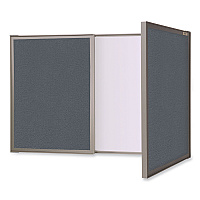 Ghent VisuALL PC Whiteboard Cabinet, Gray Fabric Bulletin Board Exterior Doors, 36 x 24, Aluminum Frame (GHE41302)