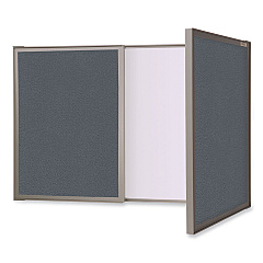 Ghent VisuALL PC Whiteboard Cabinet, Gray Fabric Bulletin Board Exterior Doors, 36 x 24, Aluminum Frame (GHE41302)